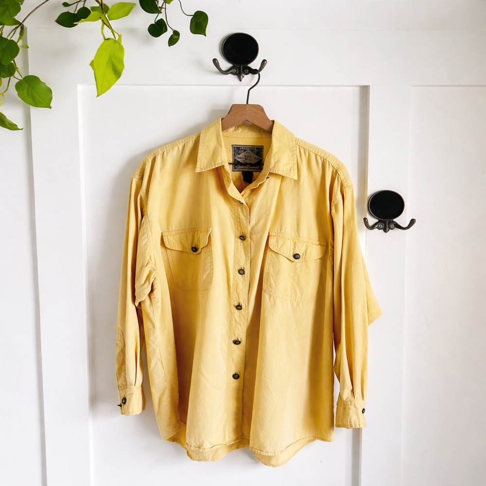 ⭐️SOLD Vintage Express EXP Yellow Cotton Utility Shirt | 90s Minimalist